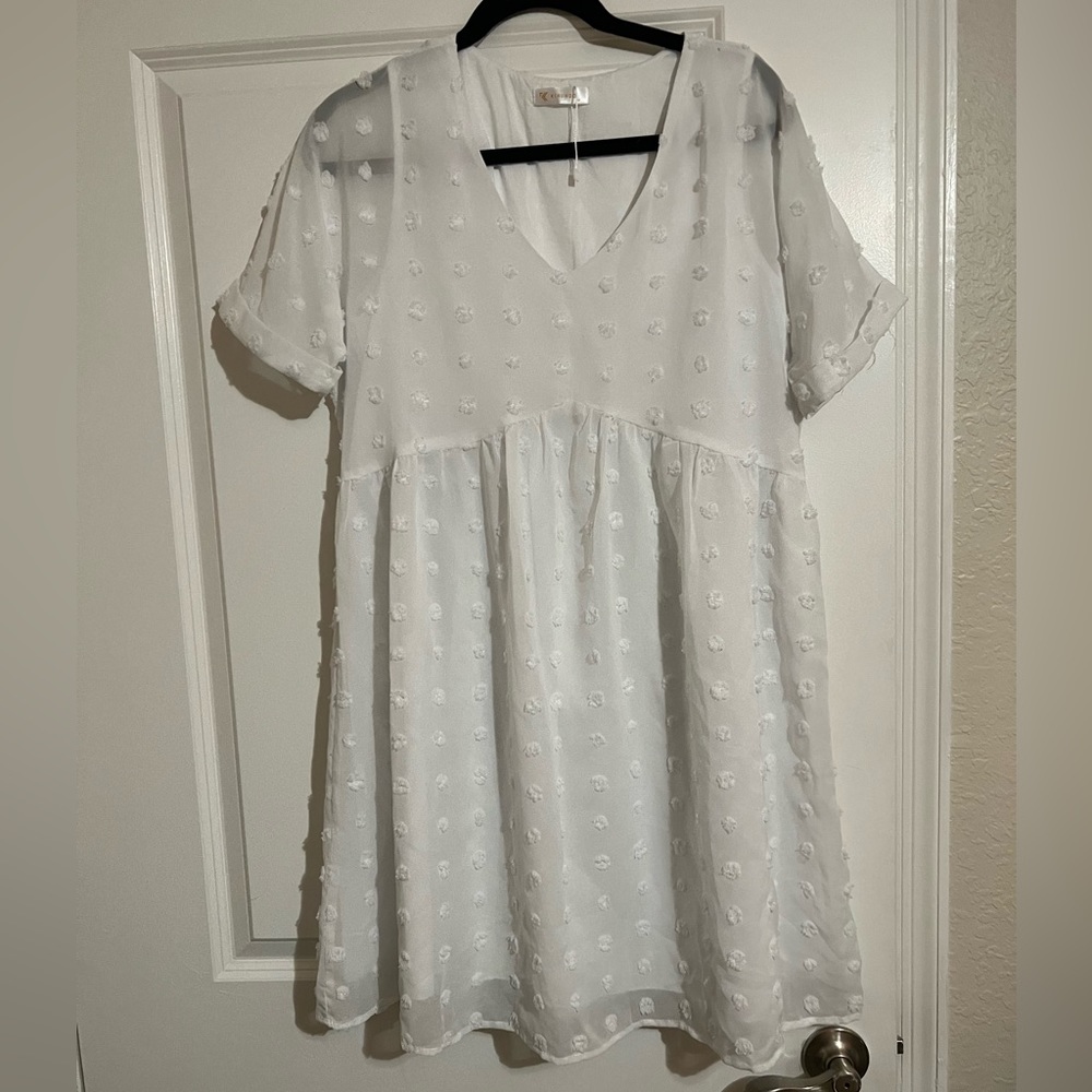 Kirundo white Swiss dot dress